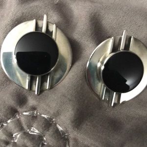 Vintage Beth Solomon silver & Onyx designer earrings